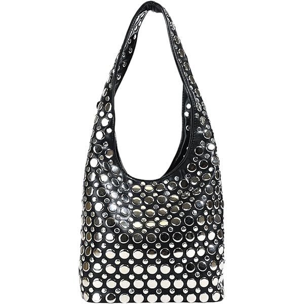 Amazon.com: Badge Studs Leather Hobo Bags for Women Punk Vintage